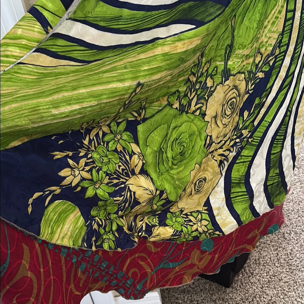 Floral and Striped Multicolor Skirt